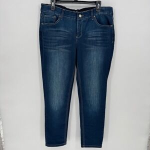 Earl Jean Women Blue Wash Denim Jegging Pants Stretch Comfort Waist Size 15